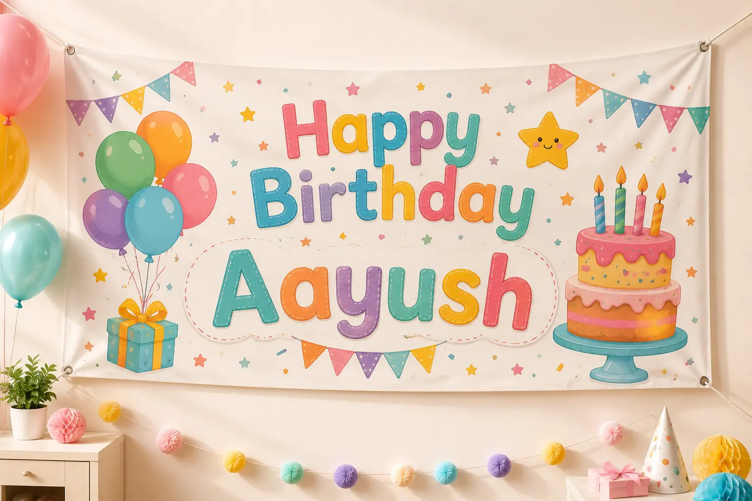 Personalized birthday banner for children