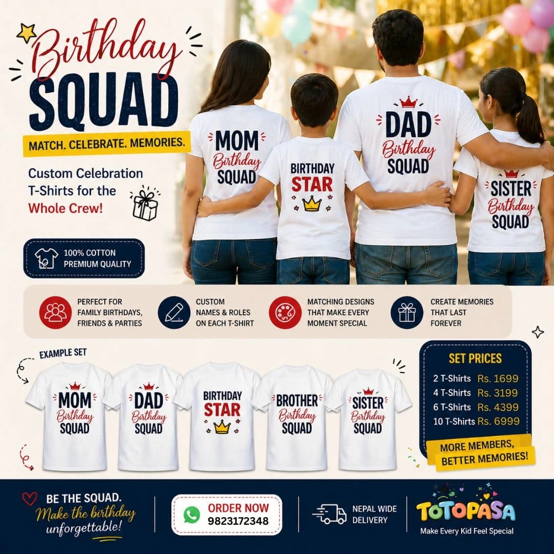 Birthday Squad matching custom celebration T-shirts for the whole family
