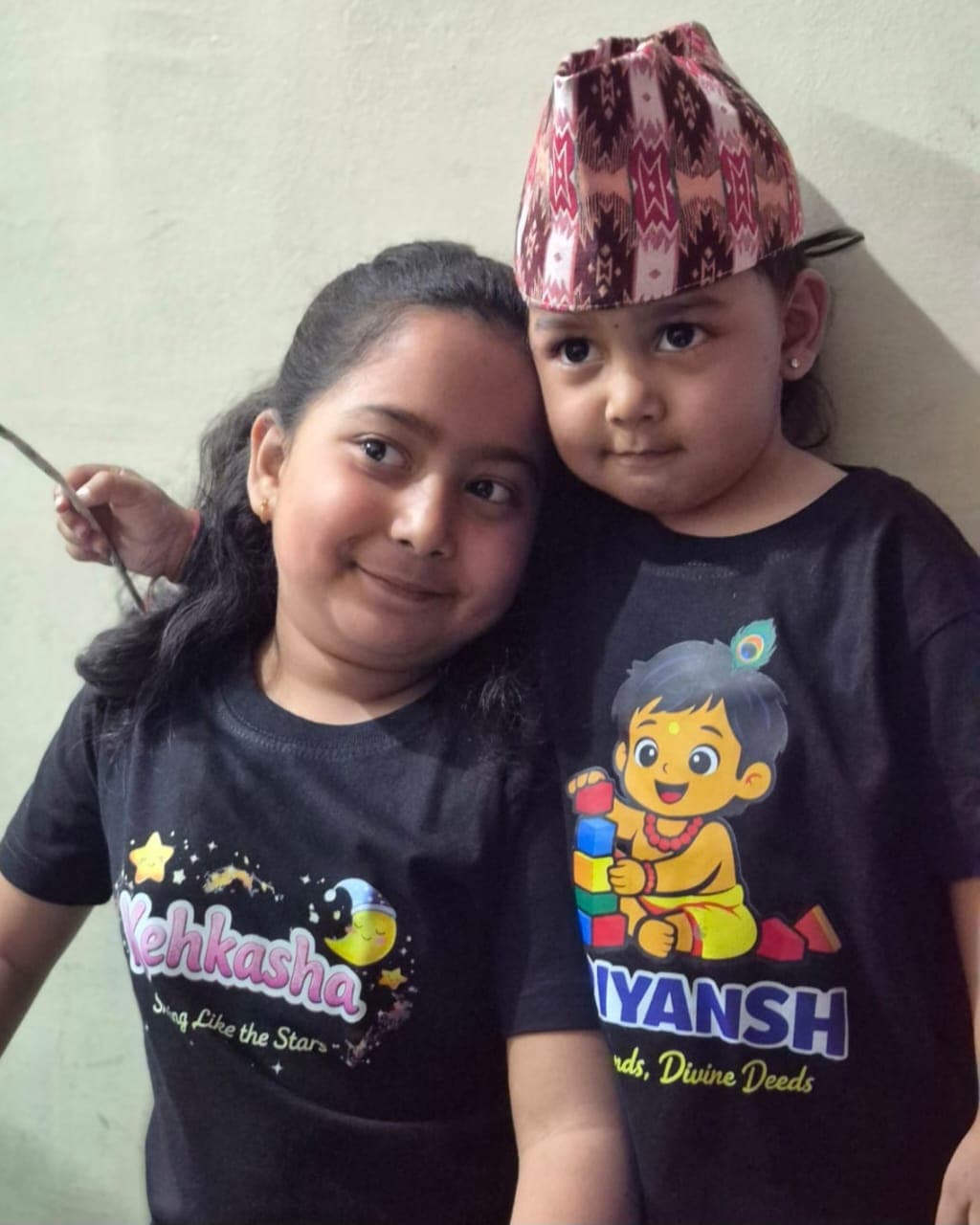 Children wearing personalized T-shirts from TOTOPASA shared by Naveen Shrestha